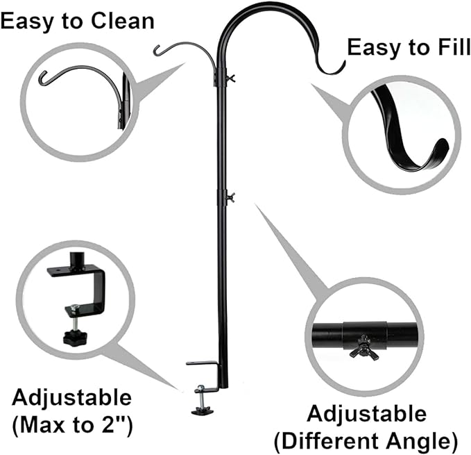 WOSIBO 4 Pack Three Span Deck Hook, 37 Inches Deck Bird Feeder Pole, Hanging Baskets Porch Multi-Hook for Deck Kit with Three Branches for Plant Hangers, Lanterns, Wind Chimes and More-VerdiqueGarden
