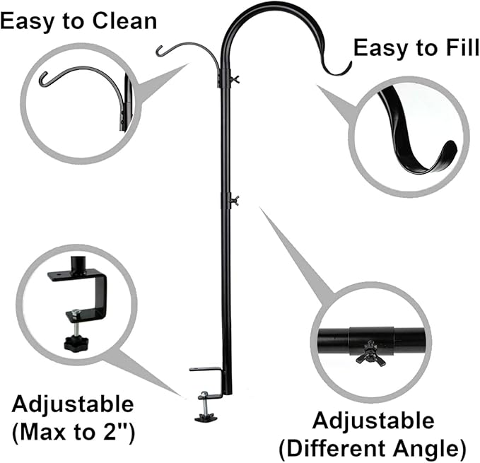 WOSIBO 3 Pack Three Span Deck Hook, 37 Inches Deck Bird Feeder Pole, Hanging Baskets Porch Multi-Hook for Deck Kit with Three Branches for Plant Hangers, Lanterns, Wind Chimes and More-VerdiqueGarden