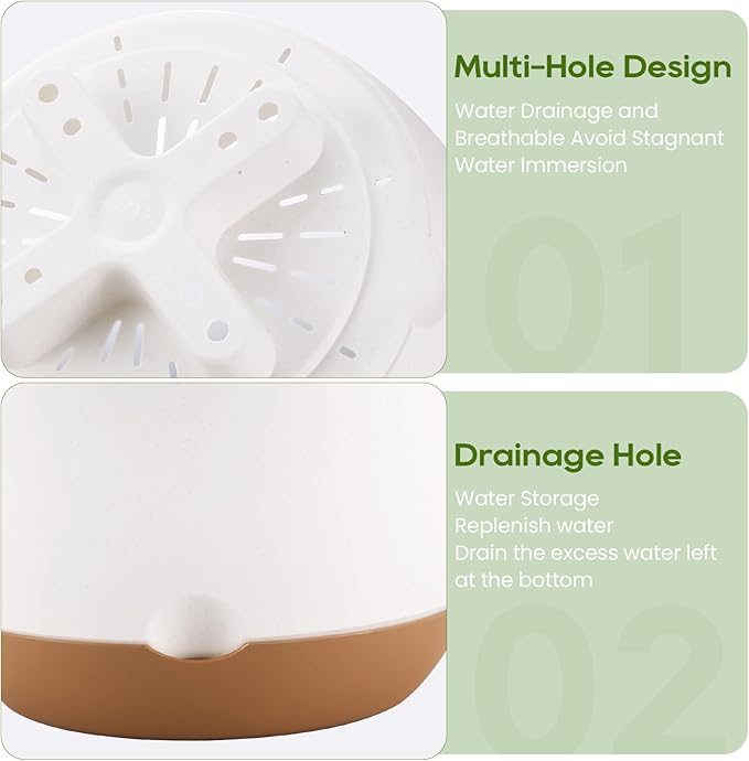 10 Inch Hanging Planter, 2 Pack Hanging Plant Self Watering Pot with Drainage Holes and Saucers, Hanging Baskets Flower Pots with Macrame Rope Hangers for Garden Home -White-VerdiqueGarden