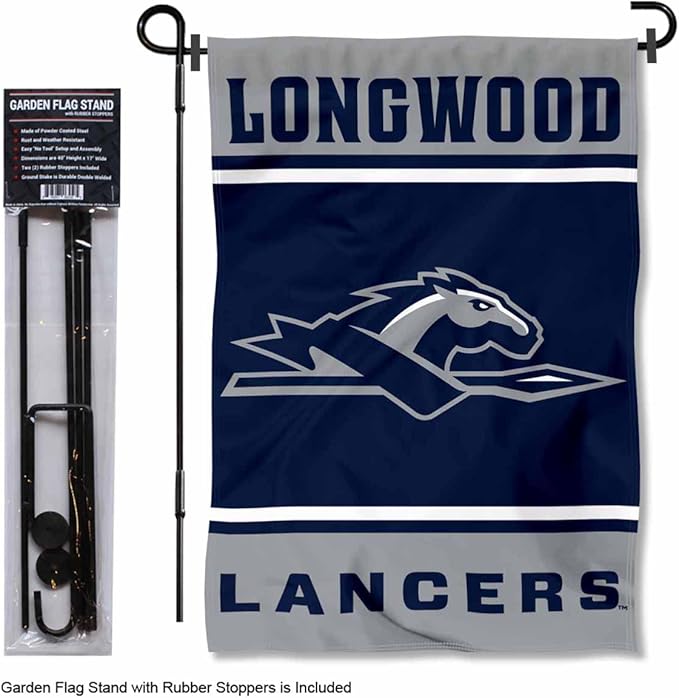 College Flags & Banners Co. Longwood Lancers Garden Flag with Stand Holder-VerdiqueGarden