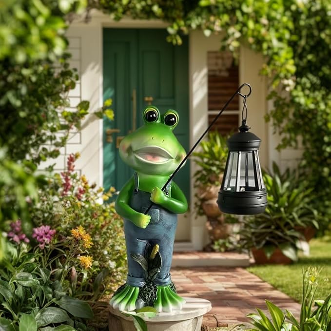 Cute Cowboy Frog Garden Statue for Mom - Unique Outdoor Decor, Waterproof Resin, Perfect for Garden, Yard, Lawn Decoration, Top-VerdiqueGarden