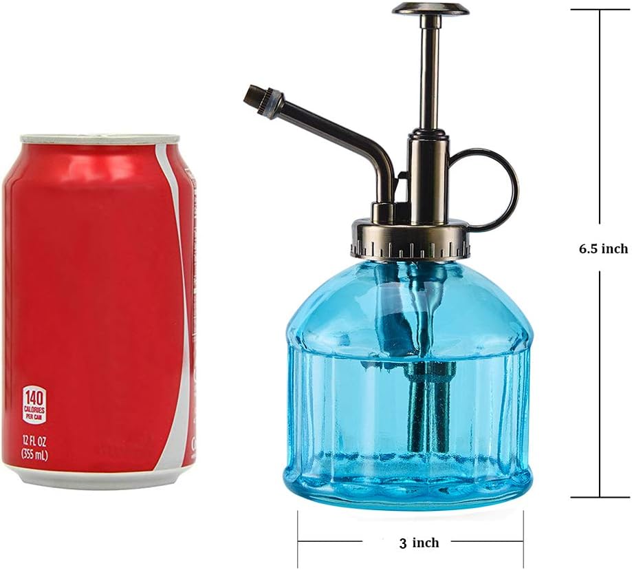 Glass Plant Mister Spray Bottle, Vintage Plant Water Spritzer Sprayer Mister, Succulent Watering Bottle with Top Pump, Small Glass Watering Can for Indoor Outdoor Houseplant - Blue-VerdiqueGarden