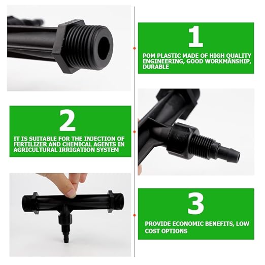 Fertilizer Injector Tube, Irrigation Venturi Fertilizer Injector 3/4Inch Agriculture Garden Fertilizer Mixer Injector Agriculture Tool Plastic (Black)-VerdiqueGarden