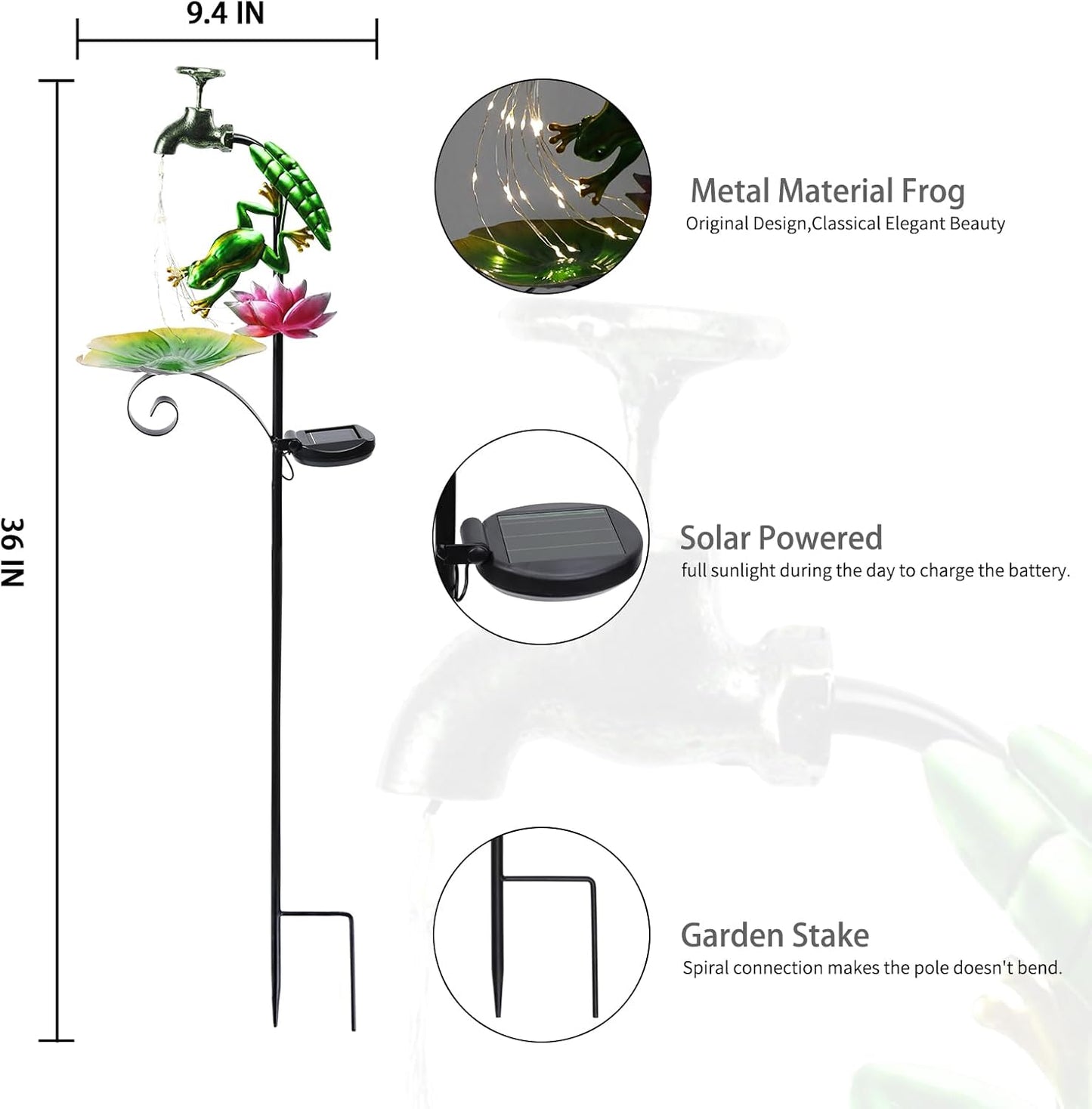 Bshine Frog Solar Outdoor Garden Lights, Waterproof Metal Solar Garden Stakes for Pathways, Poolside, Backyard Decorations, Yard Art, Lawn Decorations, Frog Gift for Mom-VerdiqueGarden