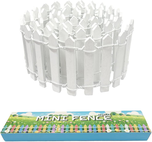 35 Inches White Mini Fairy Garden Fence Small Wood Decorative Picket Fence DIY Micro Landscape Miniature Ornaments for Dollhouse, Crafts, Diorama Project, Plant Pot-VerdiqueGarden