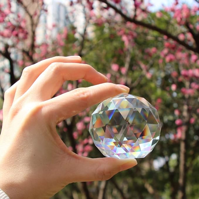 2 Pack Clear Crystal Ball Prism Window Rainbow Maker Window Prisms Suncatcher for Feng Shui, (80mm+60mm)-VerdiqueGarden