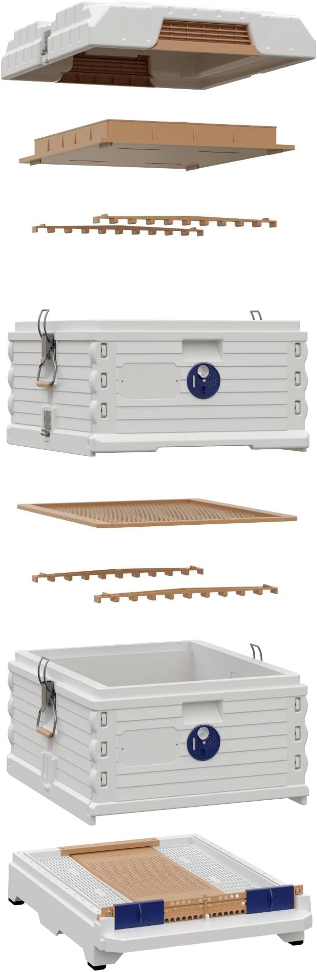 Ergo Insulated 10 Frame Bee Hive Set [NO Frames Included] (Double Deep, White Body Blue Entrance)-VerdiqueGarden