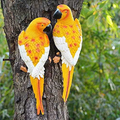 Yellow Bright Resin Parrot Statues and Figurines Home Decorations, Realistic Tropical Parrot Sculpture for Wall Decor, Tree, Patio, Garden, Outdoor Pool Statues DIY Bird Ornament(Yellow)-VerdiqueGarden