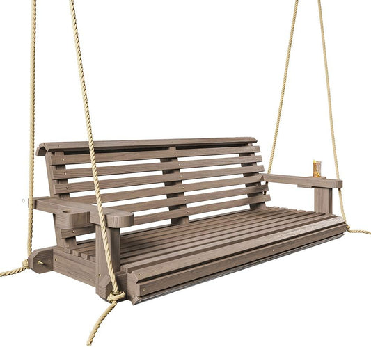 Porchgate Amish Heavy Duty 800 Lb Roll Comfort Treated Porch Swing W/Ropes (5 Foot, Warm Walnut Stain)-VerdiqueGarden