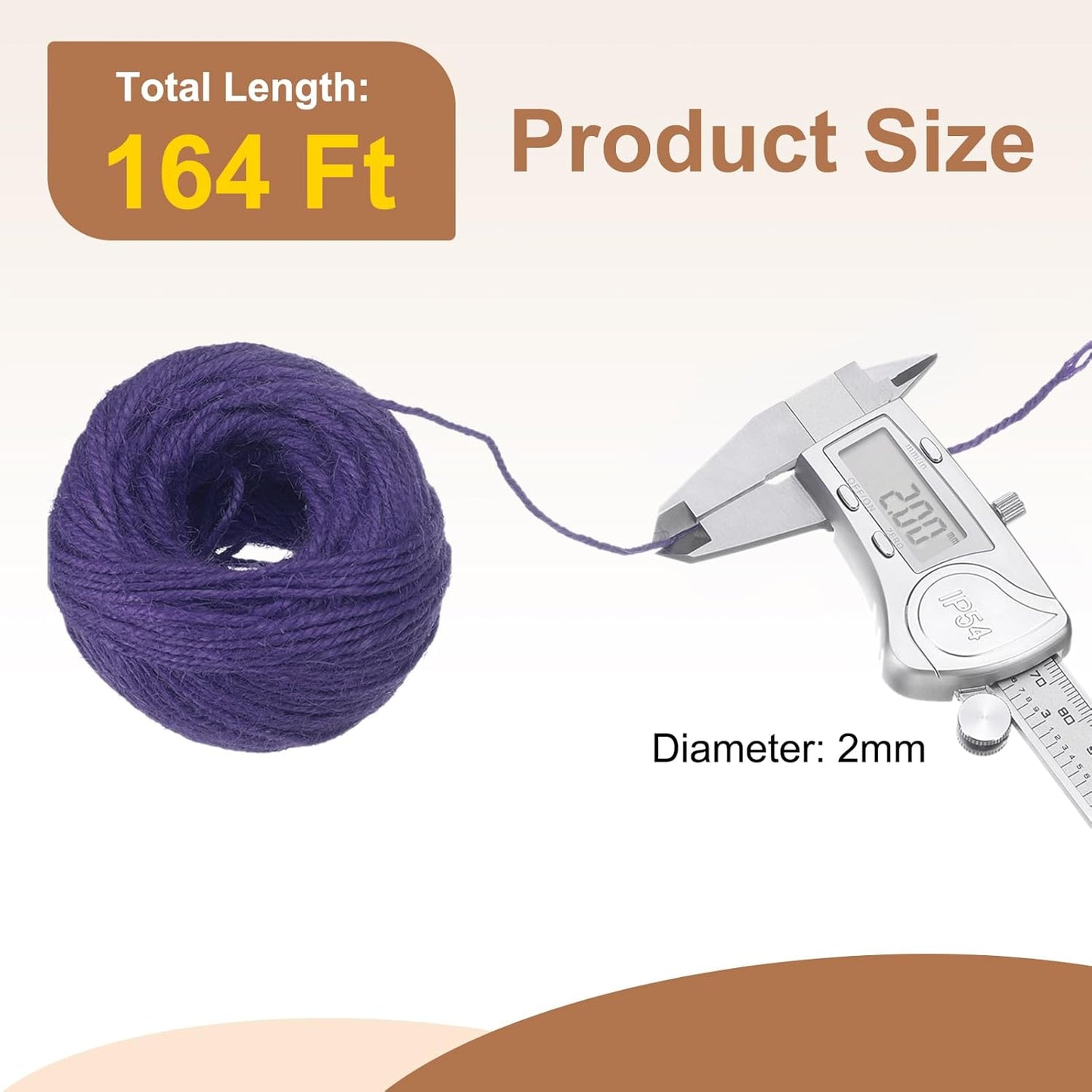 uxcell 164 Feet Natural Jute Twine String,2mm Thin Garden Twine Rope Colored Plant String Cord for DIY Art Crafts Gift Wrapping Decoration Packing Gardening Plant Hanger,Purple-VerdiqueGarden