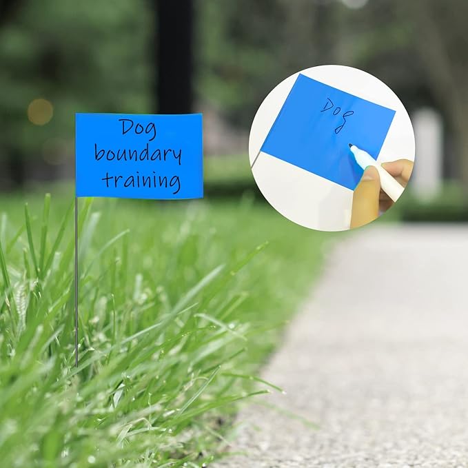 Zozen 100Pack Blue Marking Flags, Writable/15x4x5 Inch, Yard Flags for Lawn & Irrigation & Landscape & Sprinkler & Survey & Dog Training.-VerdiqueGarden