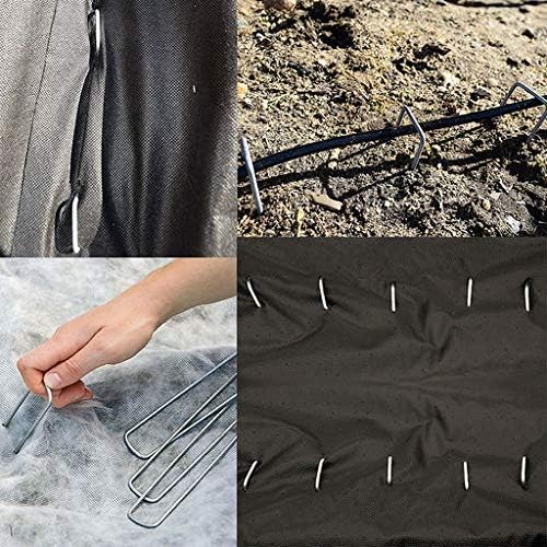 100 Pack 12" Garden Stakes Pins,Heavy Duty Garden Landscape Staples Stakes Pins Galvanized Landscape Fabric Staples Sod Ground Staple for Anchoring Weed Barrier Fabric-VerdiqueGarden