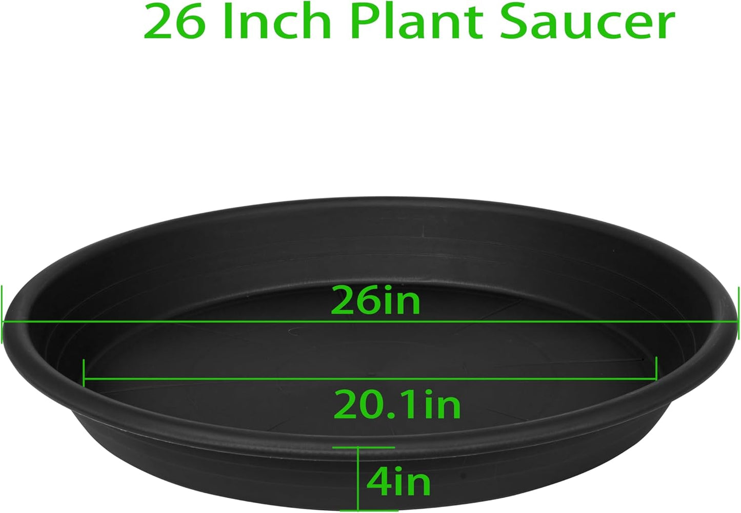 1 Pack of 26 inch Plant Saucer, Large Plant Tray, Heavy Sturdy Plant Drainage Tray for Indoors, Bird Bath Bowls, Sturdy Plastic Pot Tray for Planter (Black)-VerdiqueGarden