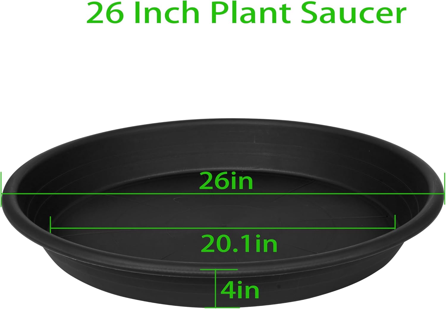 1 Pack of 26 inch Plant Saucer, Large Plant Tray, Heavy Sturdy Plant Drainage Tray for Indoors, Bird Bath Bowls, Sturdy Plastic Pot Tray for Planter (Black)-VerdiqueGarden