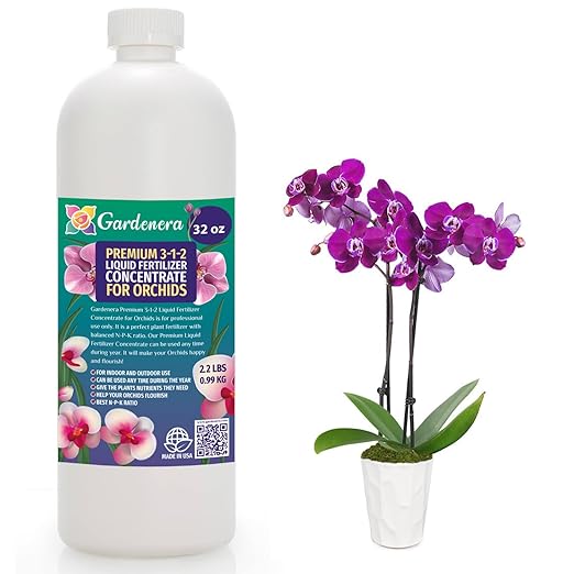 Premium Liquid Orchid Plant Fertilizer - 3-1-2 Concentrate for Indoor Plants and Flowers by Gardenera | Organic Plant Food for Orchids - 32oz-VerdiqueGarden