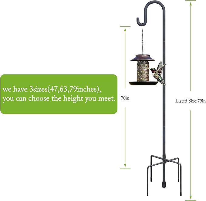 Highpro Shepherd Hook for Outdoor 47 Inch Bird Feeder Hanger Heavy Duty for Hummingbird Feeder Hanger Stand with 5-Prong Base for Lanterns, Wedding (2 Packs)-VerdiqueGarden