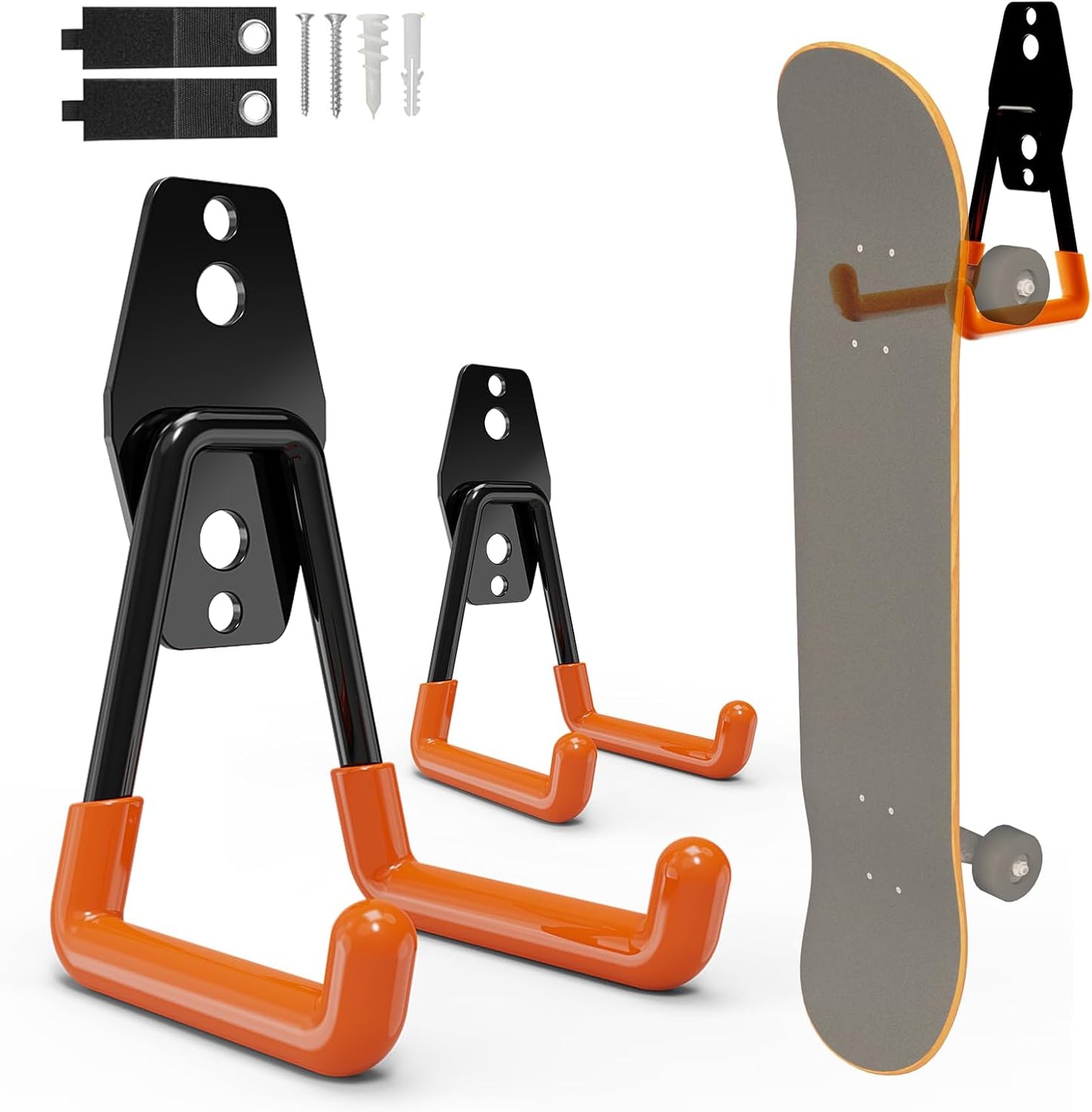 Skateboard Hooks 2-Pack Small Utility Heavy Duty Holder Garage Storage Wall Mount for Stroller Tennis Garden Tool Household Warehouse Shed-VerdiqueGarden