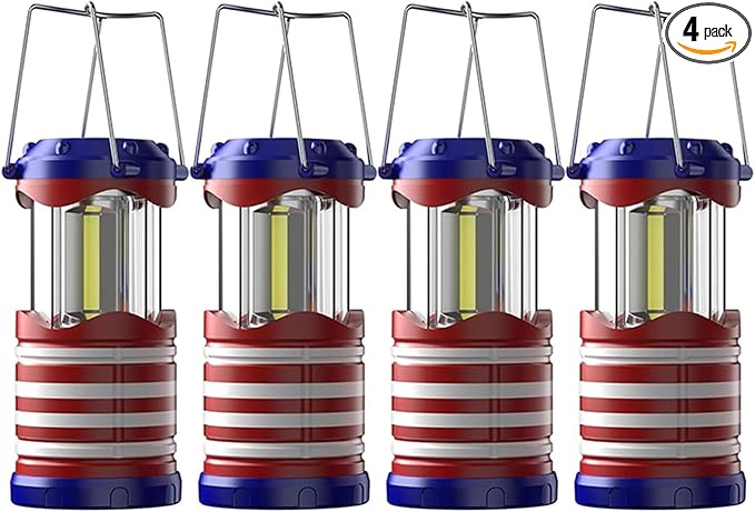 Lichamp LED Camping Lantern, 4 Pack Battery Powered Flashlight for Power Outages, Portable Collapsible Hanging Light Essential for Home, Outdoor, Emergency Lamp Survival Kit Gear for Hurricane, I4AF-VerdiqueGarden