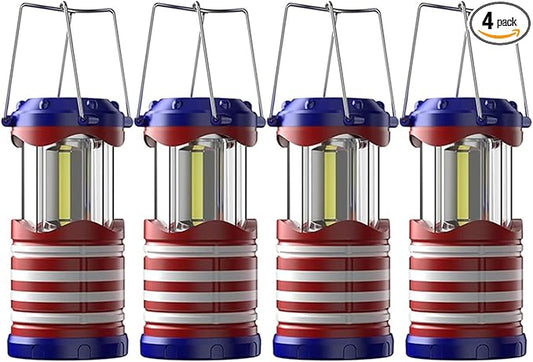 Lichamp LED Camping Lantern, 4 Pack Battery Powered Flashlight for Power Outages, Portable Collapsible Hanging Light Essential for Home, Outdoor, Emergency Lamp Survival Kit Gear for Hurricane, I4AF-VerdiqueGarden