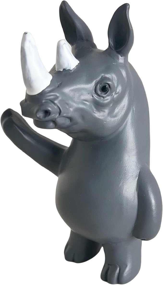 Jxueych Rebellious Rhino Figurine, Miniature Resin Rhino Standing 4 Inch, Adorable Mini Rhino - The Perfect Blend of Power and Charm for Your Home Decor!-VerdiqueGarden