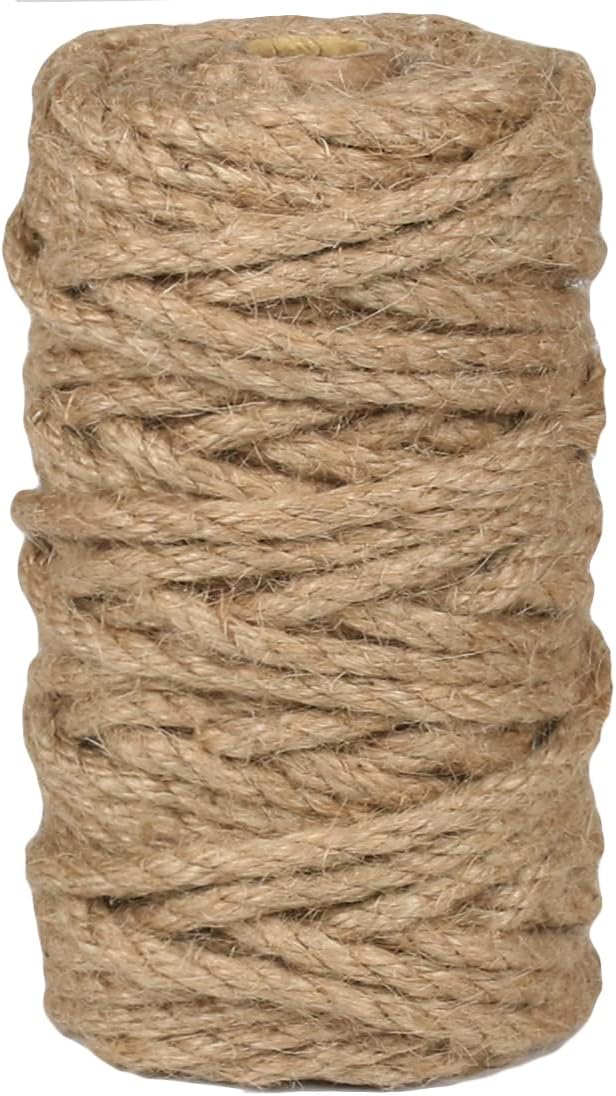 PerkHomy Jute Twine String 6mm Natural Thin Ribbon for Craft Gardening Art Wedding Decoration Packing Material (80FT * 6mm)-VerdiqueGarden