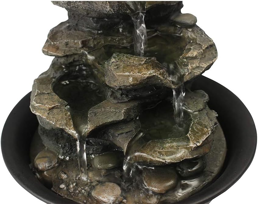 Spinning Orb Rock Cascading Tabletop Fountain, Zen Meditation Indoor Waterfall Feature with LED Light for Home Office Bedroom Relaxation-VerdiqueGarden