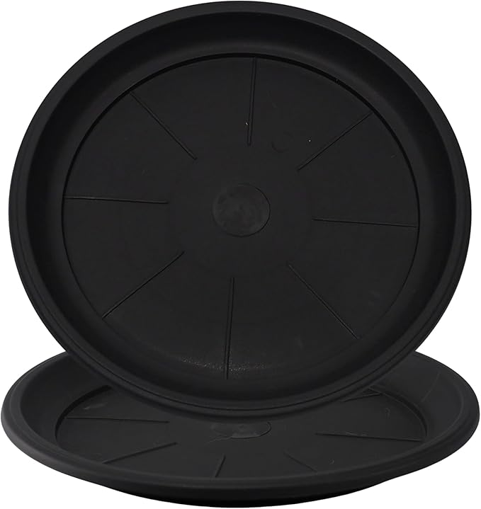 11" Decorative Heavy Duty Tray/Saucer (2 Pack) Pot/Planter Base for Indoor/Outdoor Decor (11 inches, Black)-VerdiqueGarden