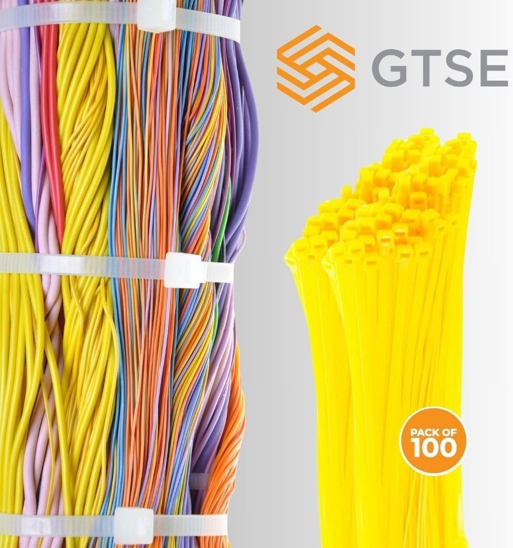 GTSE 6 Inch Yellow Zip Ties, 100 Pack, 40lb Strength, UV Resistant Strong Nylon Cable Ties, Self-Locking 6" Tie Wraps-VerdiqueGarden