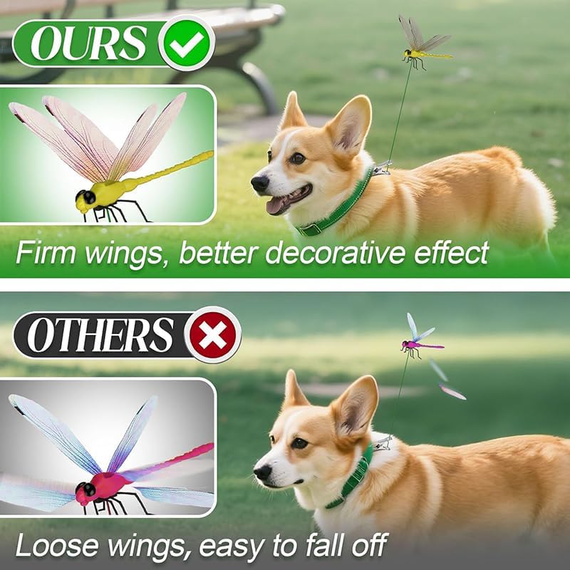 Indoor & Outdoor Fake Dragonfly Rod Clip, Dragonfly Clip Bug, 3D Artificial Dragonfly Hat Clips, Simulated Patio Decor Gardening, Multicolor Waterproof, Easy Attachment (8 Pcs)-VerdiqueGarden