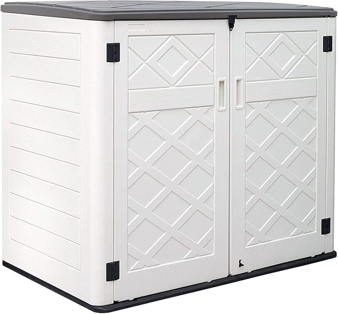 KINYING Larger Outdoor Storage Shed Weather Resistance, Horizontal Outdoor Storage Box Waterproof for Garden, Patios, Backyards, 48 Cu.ft Capacity for Garbage Cans, Lawn Mower, Garden Tools-VerdiqueGarden