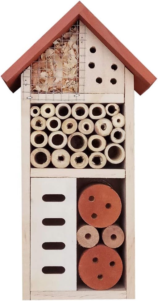 Lulu Home Wooden Insect House, Hanging Insect Hotel for Bee, Butterfly, Ladybirds, Beneficial Insect Habitat, Bug Hotel Garden, 10.4 X 3.4 X 5.4 Inch-VerdiqueGarden