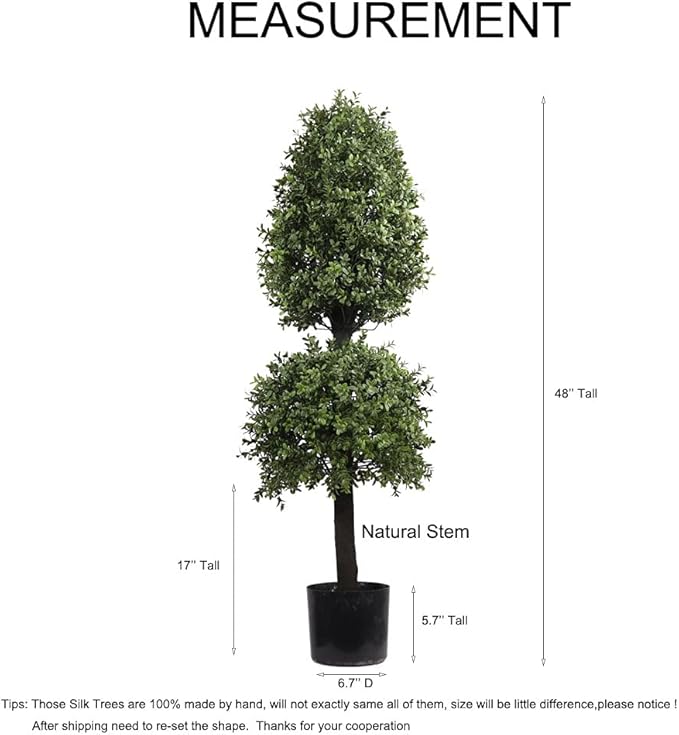 4ft Artificial Topiary Trees Boxwood Ball Shape Fake Trees Porch Decor, Outdoor Plants 2Pack-VerdiqueGarden