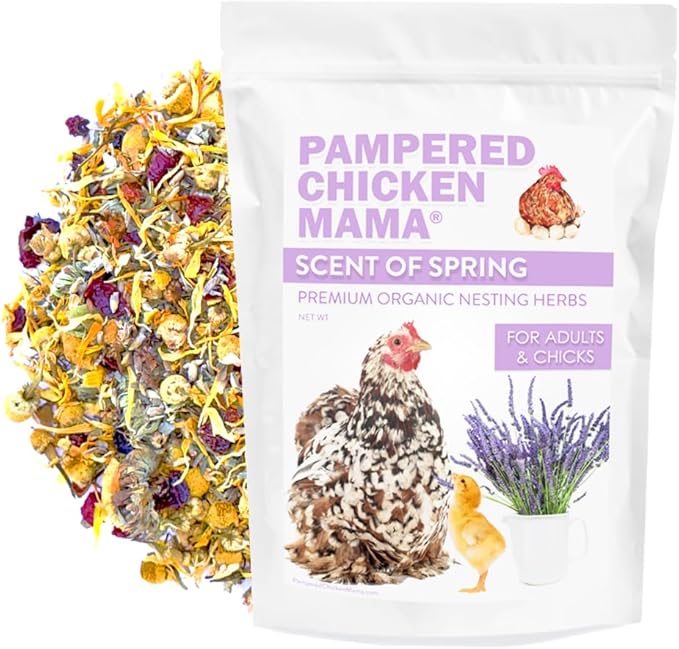 Pampered Chicken Mama Floral Nesting Herbs for Chickens (16 Ounces/1 Pound) | Relaxation Blend for Chick Brooder Box, Chicken Coop Bedding | Scent of Spring-VerdiqueGarden
