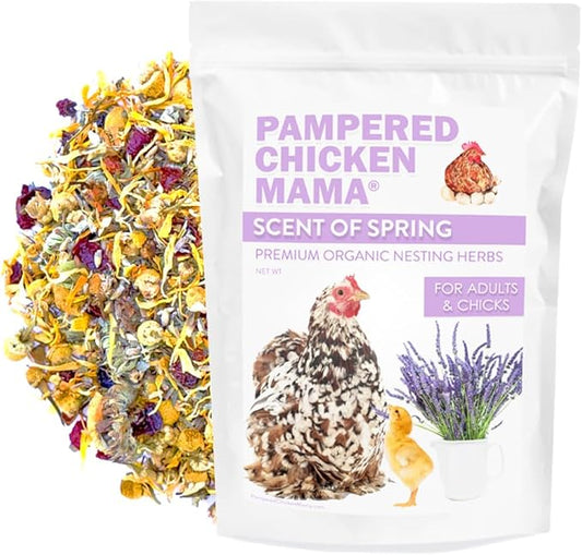 Pampered Chicken Mama Floral Nesting Herbs for Chickens (16 Ounces/1 Pound) | Relaxation Blend for Chick Brooder Box, Chicken Coop Bedding | Scent of Spring-VerdiqueGarden