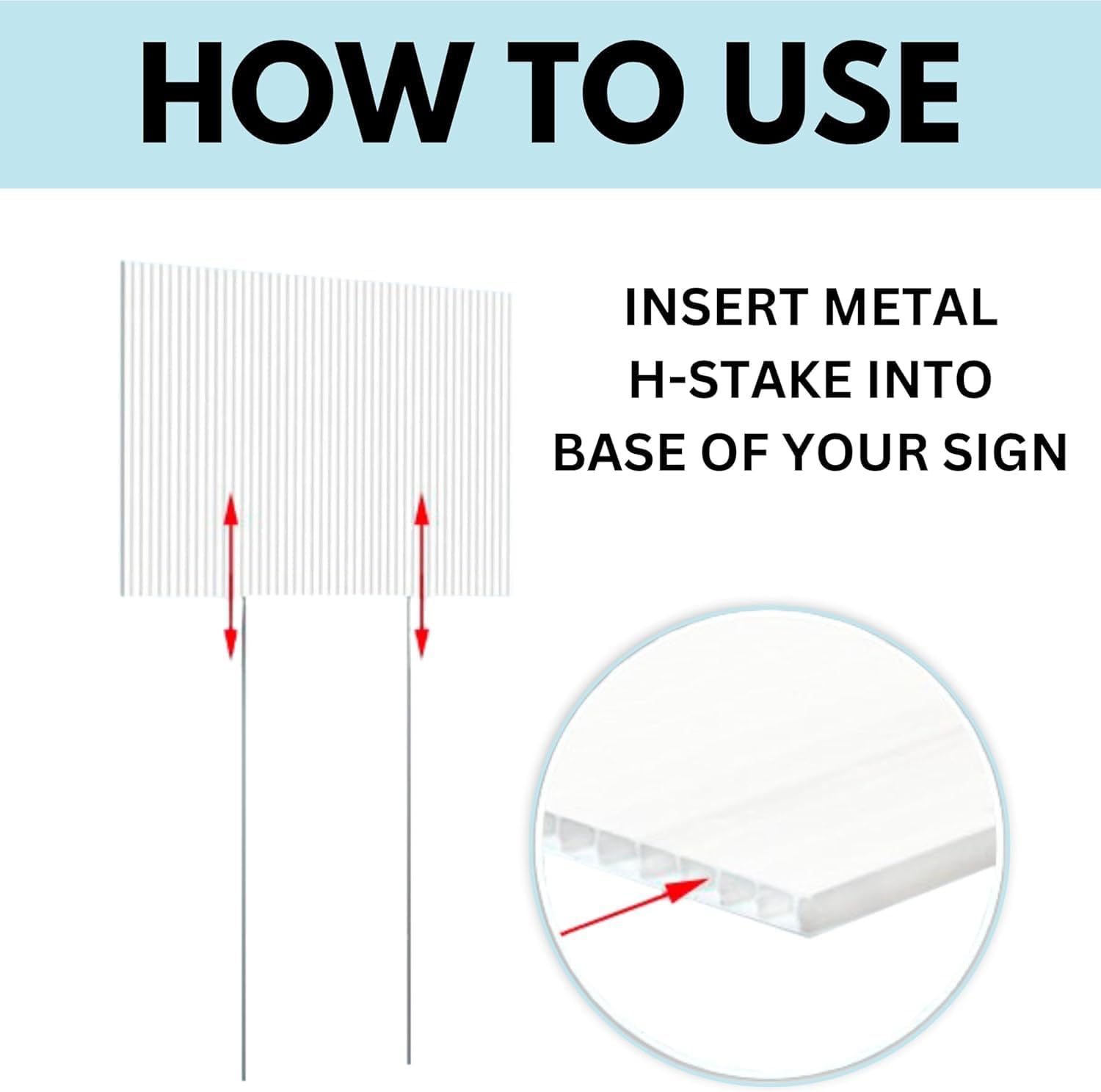 Tacmaster Wire Metal Yard and Sign H Stakes – Durable Blank Lawn Sign Posts for 4mm Corrugated Panels, Real Estate Signs, Waterproof and Wind Resistant, Ideal for Outdoor Use, 24"x10" – 50 Pack-VerdiqueGarden