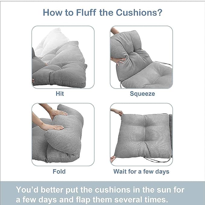 LVTXIII Outdoor Seat/Back Chair Cushion Patio Tufted High Back Cushion, Seasonal Replacement Rocking Chair Cushion with Ties (22” W x 20D”, Set of 2, Palm Green)-VerdiqueGarden