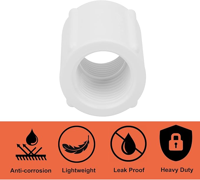 10Pack 1/2" Double Female Thread PVC Pipe Coupling Adapter Pipe Fitting Connector SCH40 1/2Inch Female to Female Threaded PVC Coupling Pipe Fitting for Sprinkler,Irrigation,Swimming Pools-VerdiqueGarden
