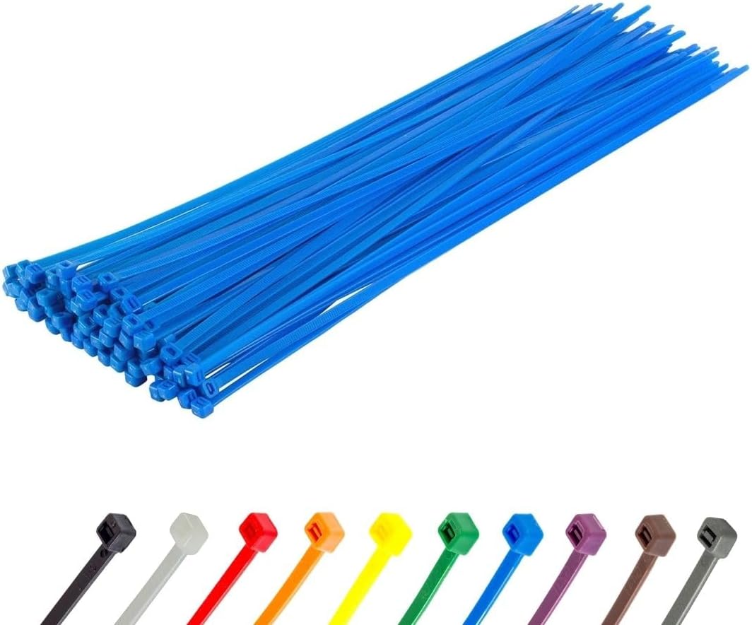 GTSE 14 Inch Blue Zip Ties, 100 Pack, 50lb Strength, UV Resistant Long Nylon Cable Ties, Self-Locking 14" Tie Wraps-VerdiqueGarden