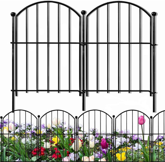 Decorative Garden Fence 21in x10.8ft, 10 Pack Rustproof Metal No Dig Fence Animal Barrier for Dog, Arched Flower Bed Edging Ornamental Wire Border Panel Fencing (Arch)-VerdiqueGarden