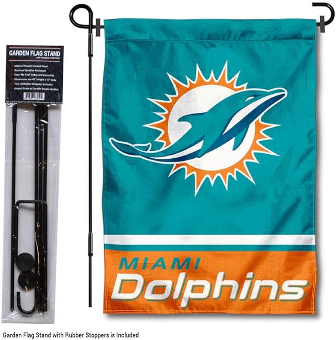 WinCraft Miami Dolphins Garden Flag with Stand Holder-VerdiqueGarden