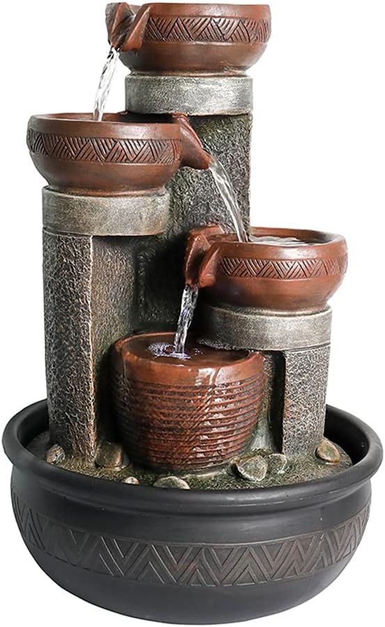 15.7" H 4-Tier Indoor Tabletop Waterfall Fountain with LED Lights Desktop Fountains Calming Sound for Home Office Decor (15.7ihch)-VerdiqueGarden