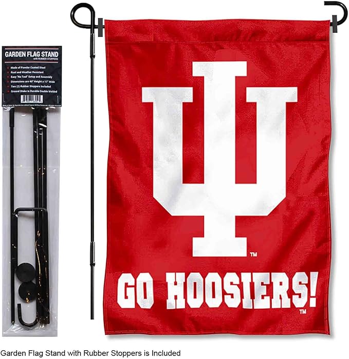 College Flags & Banners Co. Indiana Hoosiers Go Hoosiers Garden Flag with Pole Stand Holder-VerdiqueGarden