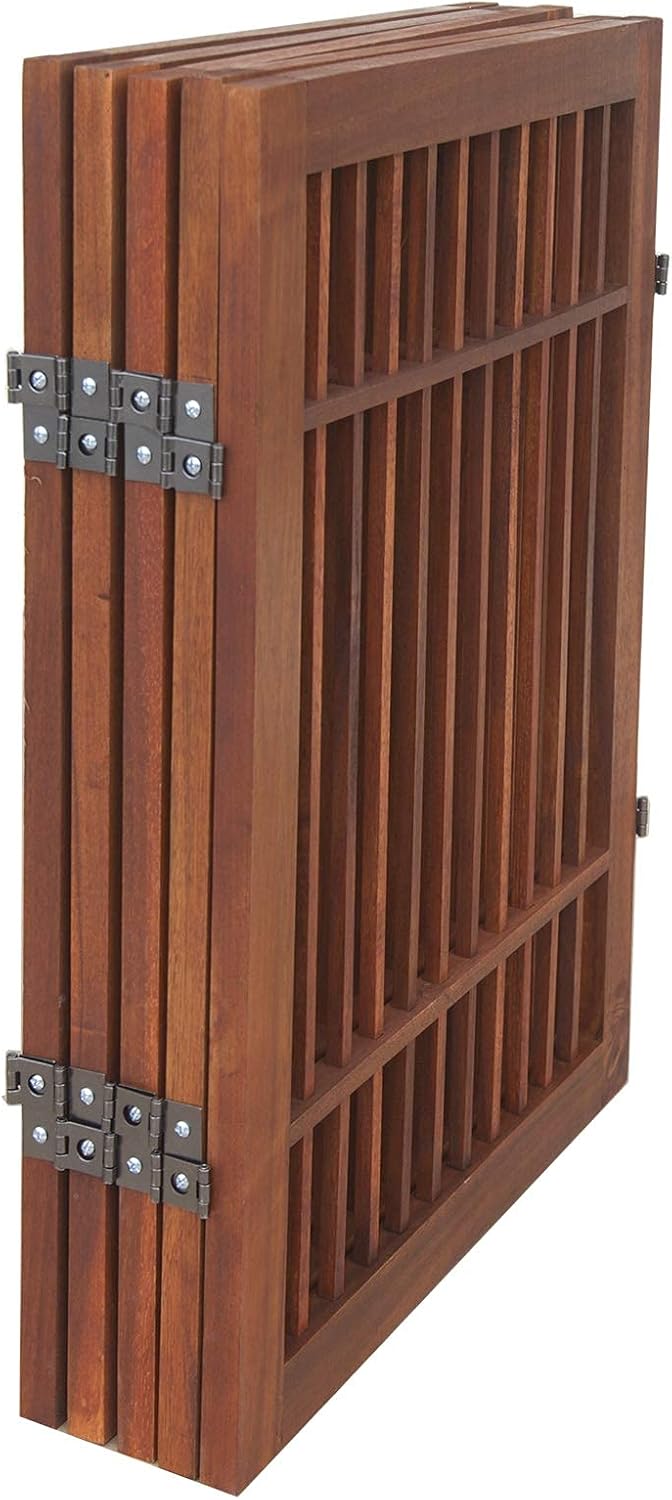 Pet Dog Gate Strong and Durable Freestanding Folding Acacia Hardwood Portable Wooden Fence Indoors or Outdoors by Urnporium (Brown Pet Gate, 5 Panel 24" Tall)-VerdiqueGarden