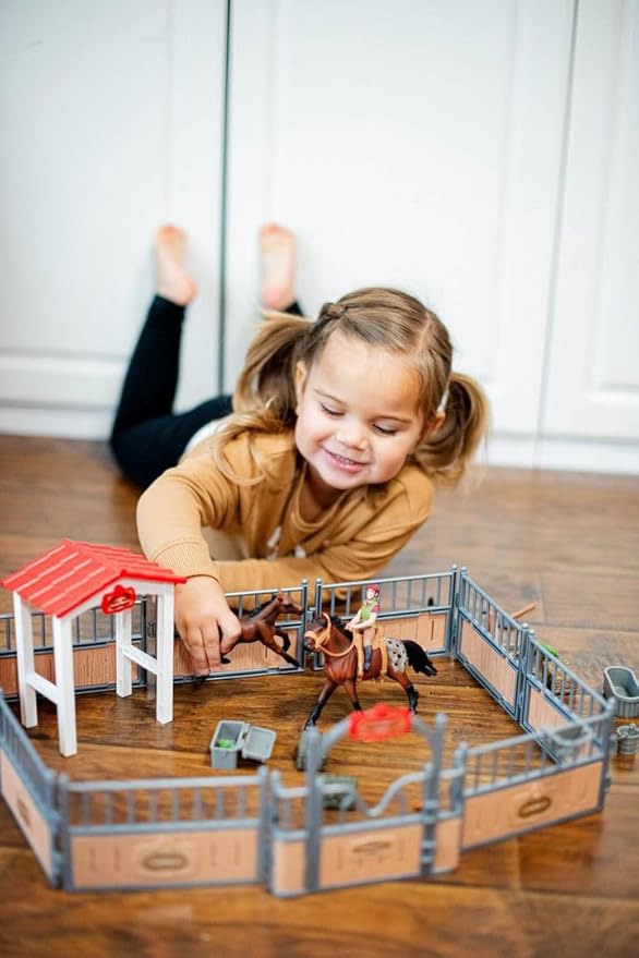 Horse Stable Playset, Horse Toys Set for Girls and Boys with Rider, Farm Animal Figurines Barn Toys, Pretend Play for Kids 3-5 6 7 8-10 Birthday Gifts-VerdiqueGarden