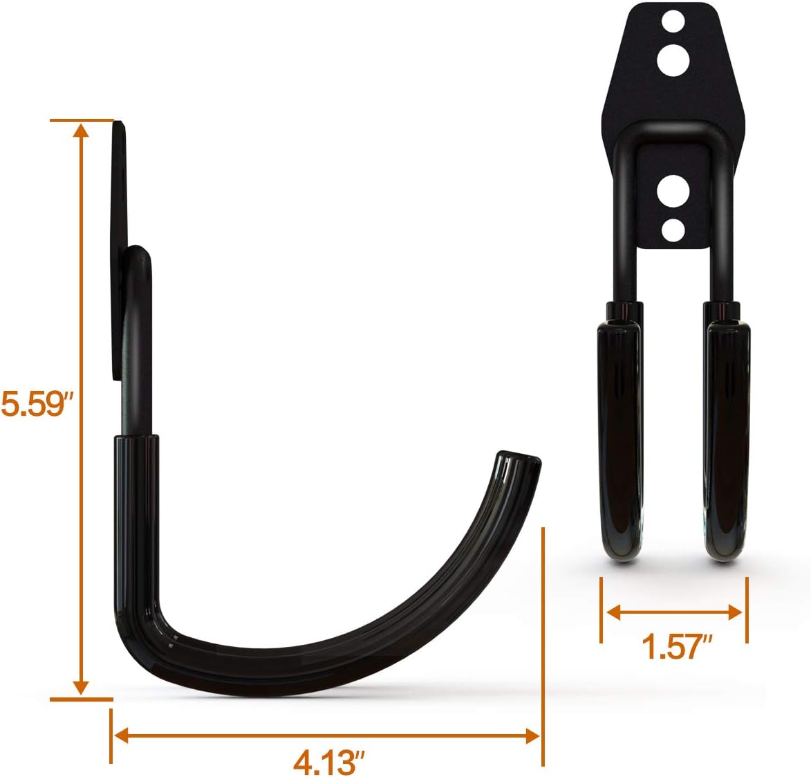 Garage Storage Utility Hooks，Garage Garden Tool Organizer，Steel Wall Mount Hooks, Large Garden U Hooks （2 Pack） (Type-2-Black)-VerdiqueGarden