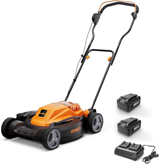 LawnMaster CLMF4819X 19-inch Brushless Cordless Mower with 2X24V MAX* 4.0Ah Battery and a Dual Charger 6 Cutting Position-VerdiqueGarden