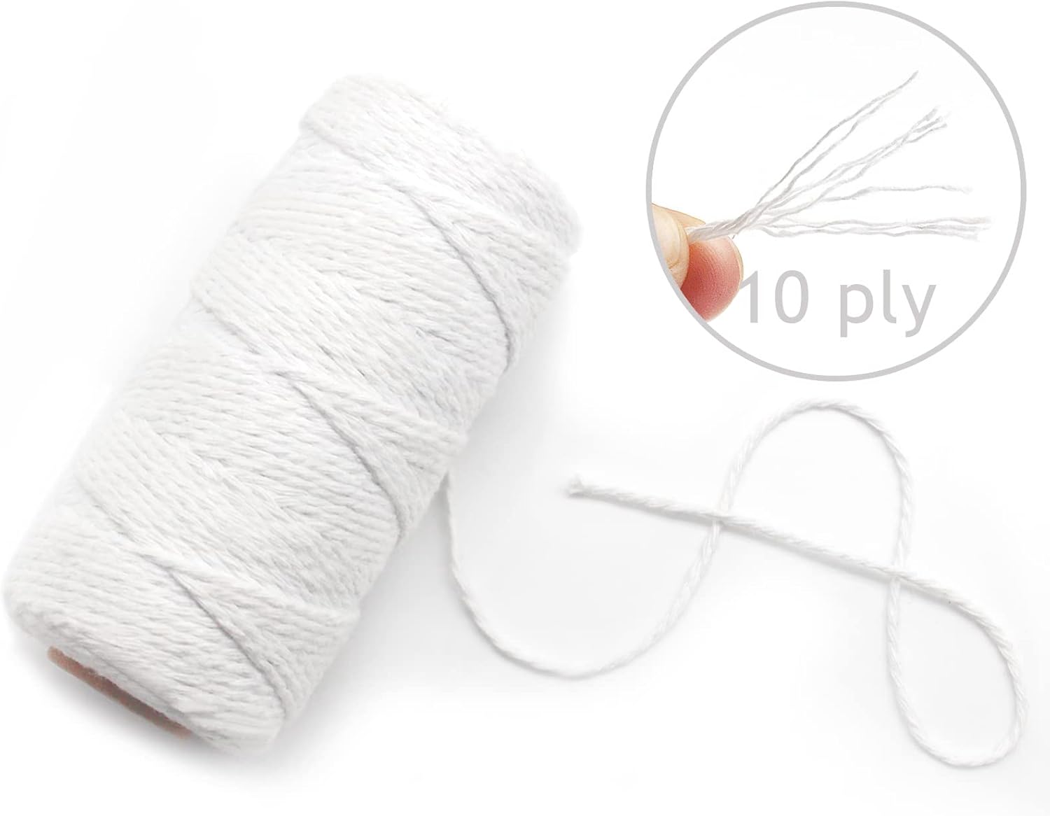 Anvin 984 Feet Cotton Twine Natural Jute Packing String - White for Bakers, Wrapping, Butchers, Baking, Arts and Crafts, Gardening (Pack of 3, 10 Ply 2mm Thick)-VerdiqueGarden