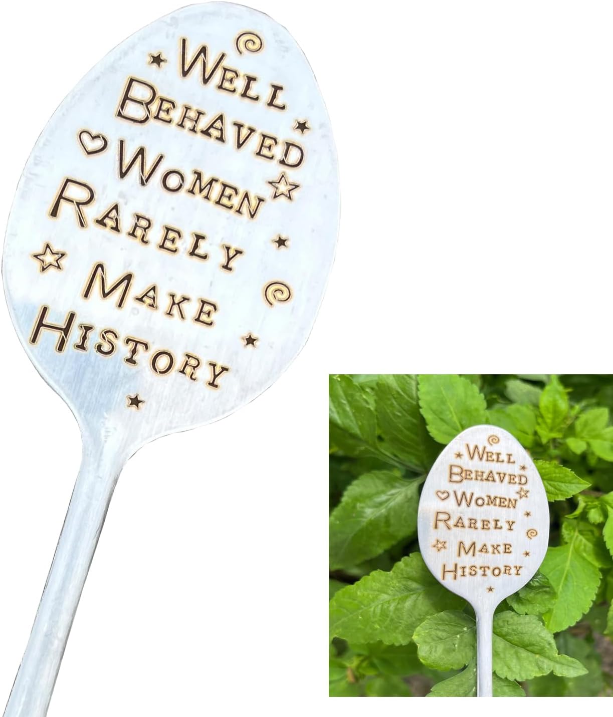 Garden Plant Marker Friendship Gift for Women Gardeners, Plant Stake Label Sign Tag Gardening Gifts for Woman Plant Lovers, Metal Garden Decoration (Make History)-VerdiqueGarden