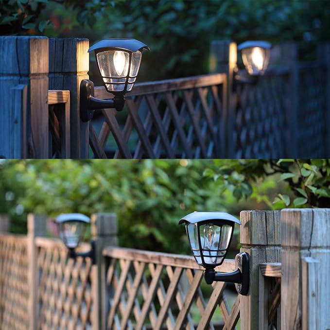 MAGGIFT 4 Pack Solar Powered Wall Lantern, Outdoor 10 Lumen LED Edison Bulb Warm White Solar Lights Wall Sconce with No Wiring Required, Fixture with Wall Mount Kit-VerdiqueGarden