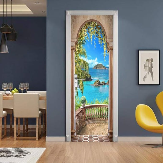 3D Door Stickers Murals - Peel & Stick Landscape - Wallpaper Decals - Removable PVC Waterproof Door Poster - Bedroom & Living Room Decoration - 37.4" x 78.7"-VerdiqueGarden